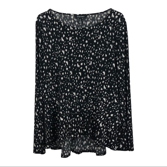ELLEN TRACY - BLACK & WHITE SLINKY TOP / BLOUSE- SZ LARGE -GREAT CONDITION - B14 - Picture 2 of 13